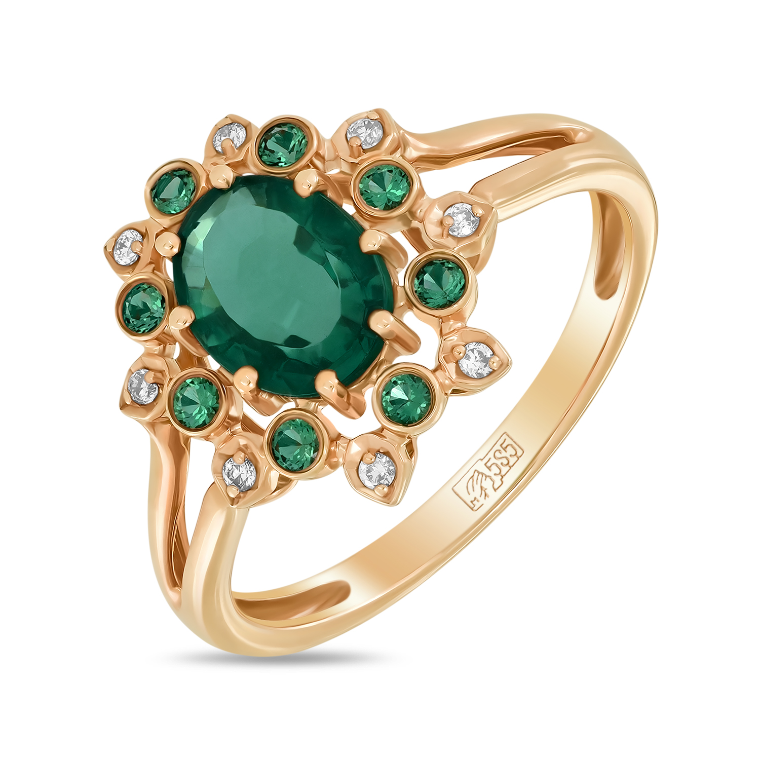 Кольца МЮЗ Золотое кольцо с бриллиантами и наноситалами 31160
