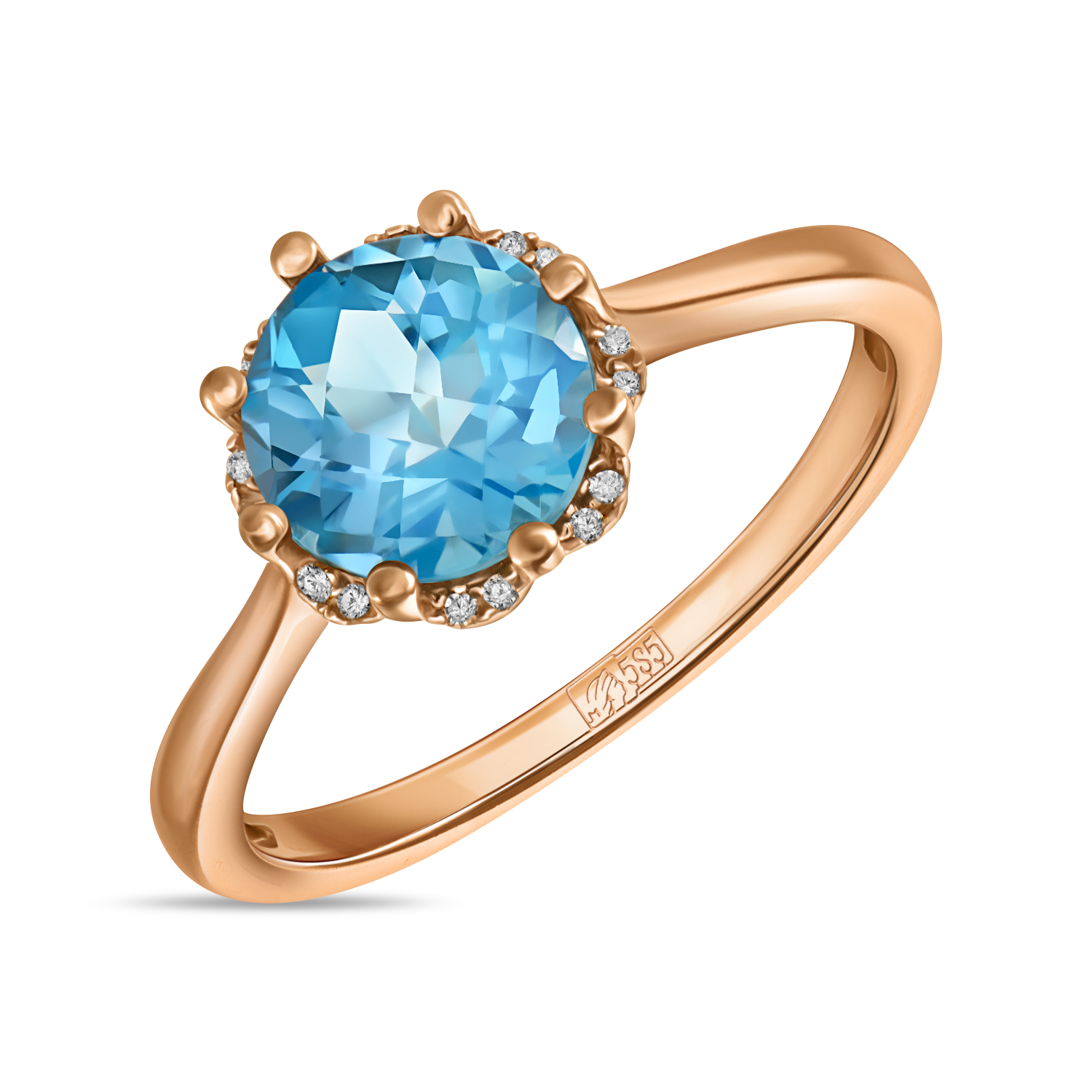 Кольца МЮЗ Золотое кольцо с топазом и бриллиантами 37595