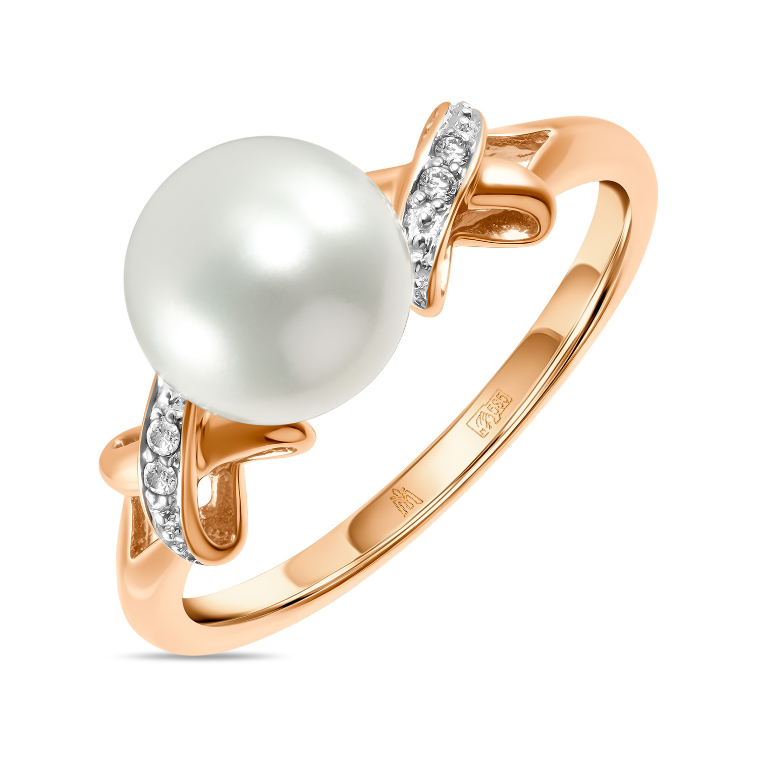 Кольца МЮЗ Золотое кольцо с бриллиантами и жемчугом кольца мюз золотое кольцо с бриллиантами и жемчугом
