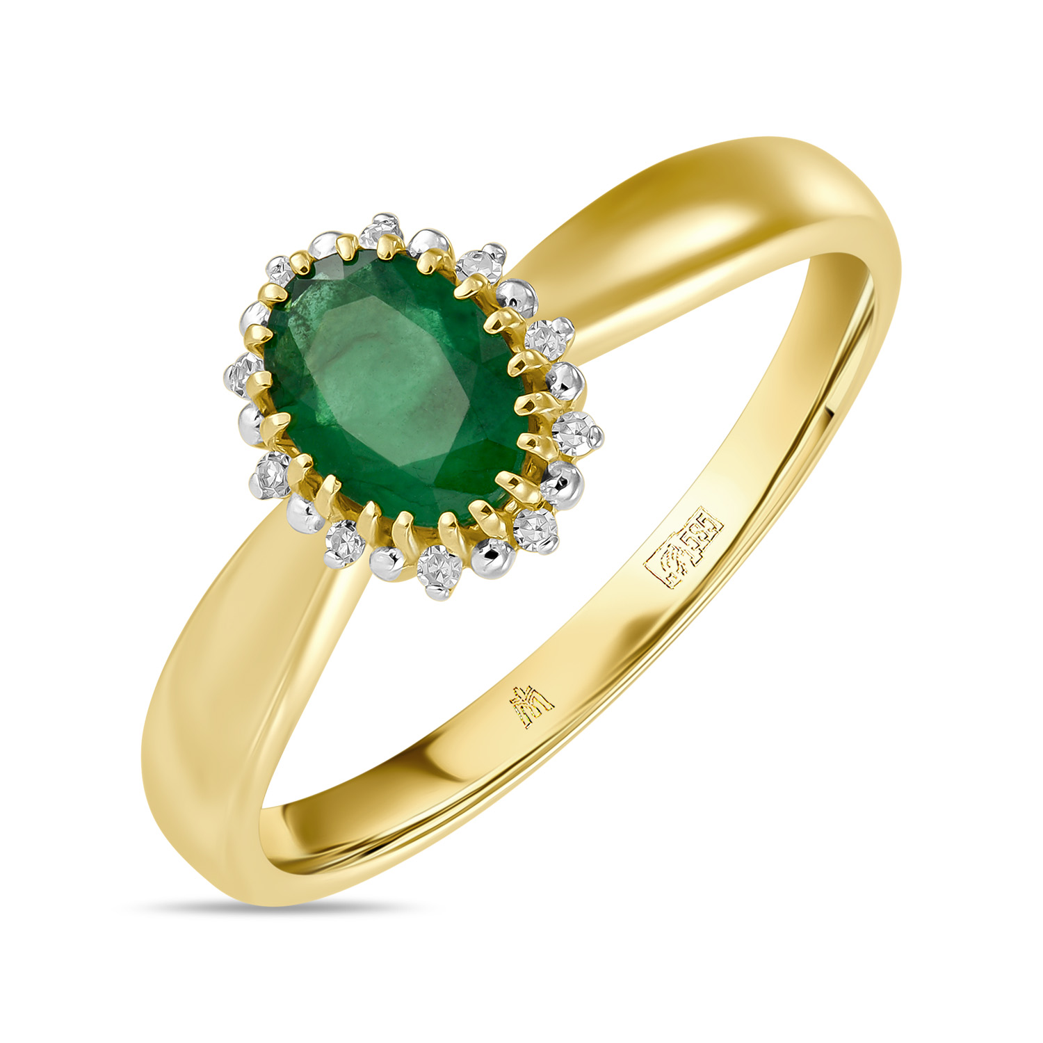 Кольца МЮЗ Золотое кольцо с бриллиантами и изумрудом 40495