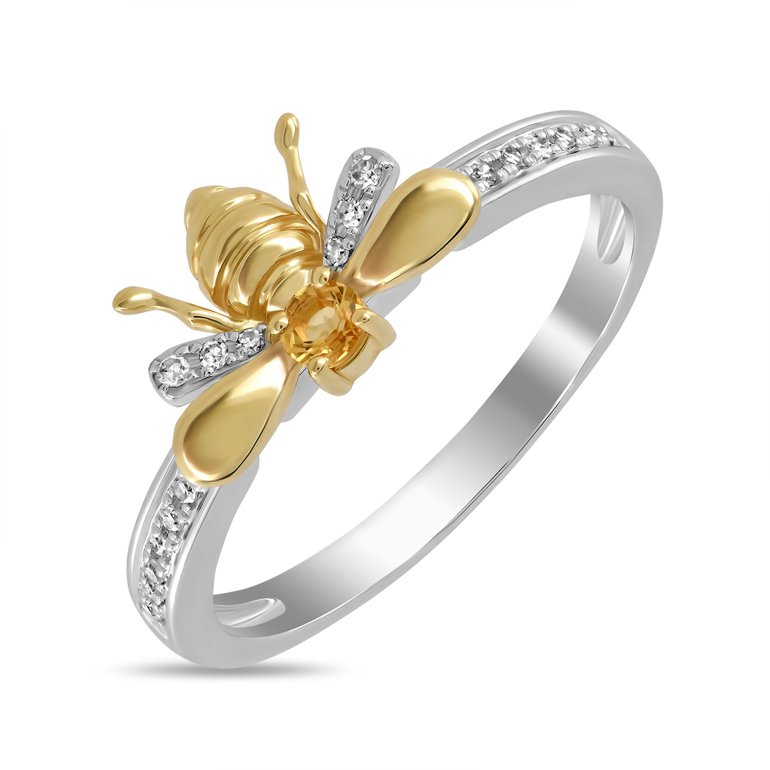 кольца мюз золотое кольцо с топазом цитрином и бриллиантами Кольца МЮЗ Золотое кольцо с цитрином и бриллиантами