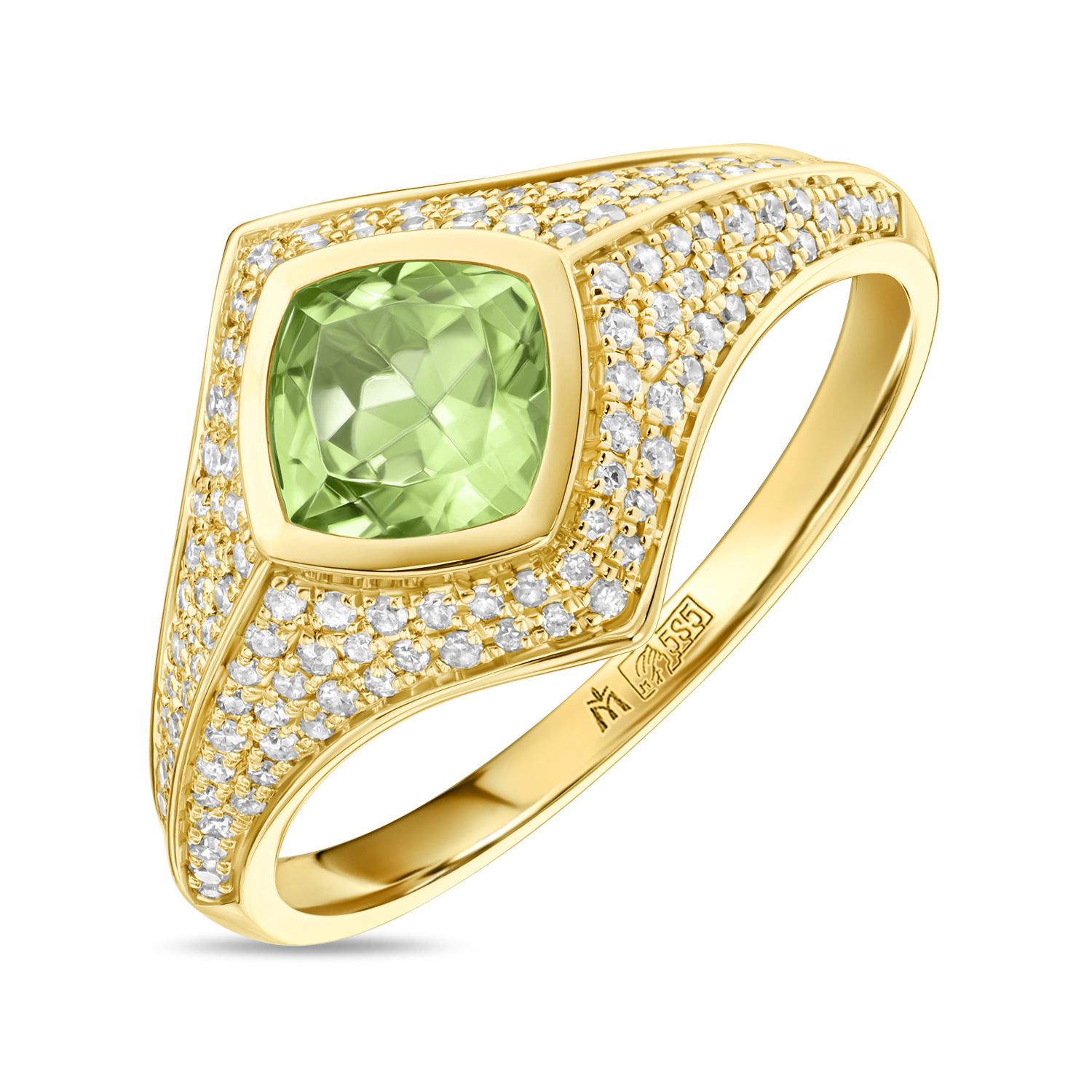 Кольца МЮЗ Кольцо с бриллиантами и перидотом кольца мюз золотое кольцо с бриллиантами и перидотом