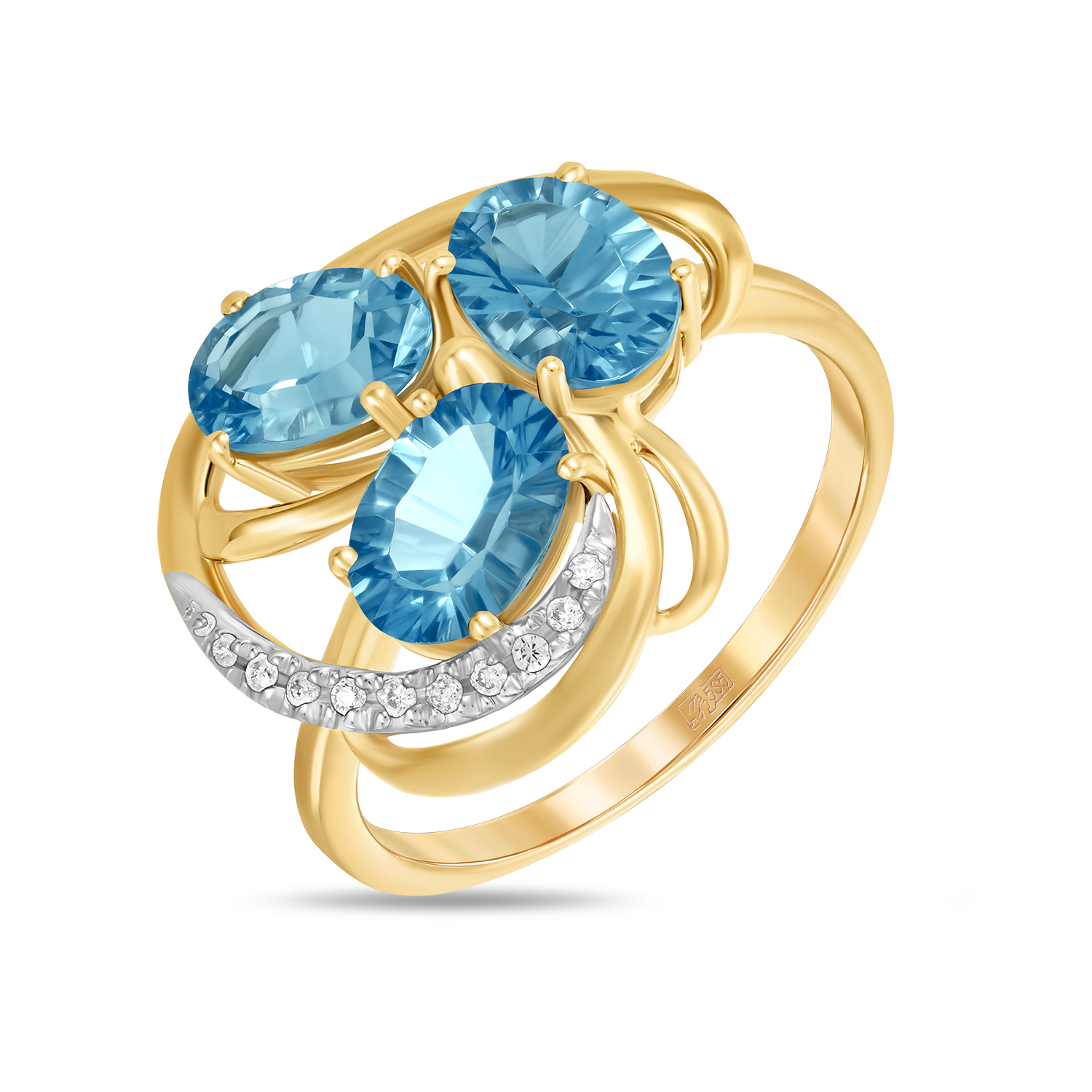 Кольца МЮЗ Золотое кольцо с топазом и бриллиантами 36760