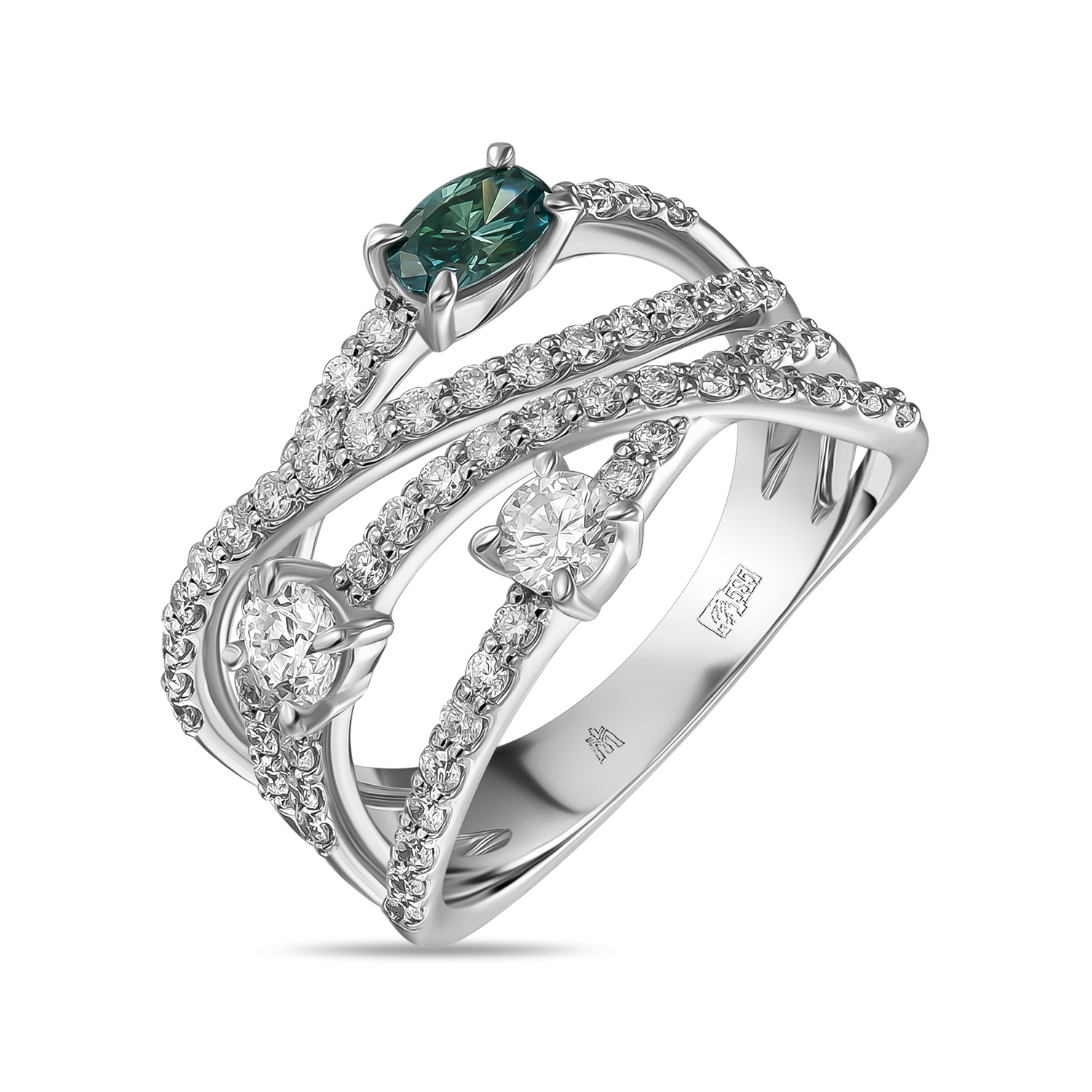 Кольца МЮЗ Кольцо с цветными бриллиантами и бриллиантами кольца мюз кольцо с цветными бриллиантами и бриллиантами