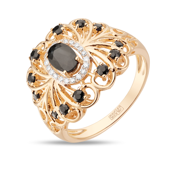 Кольца МЮЗ Золотое кольцо с бриллиантами и цветными сапфирами