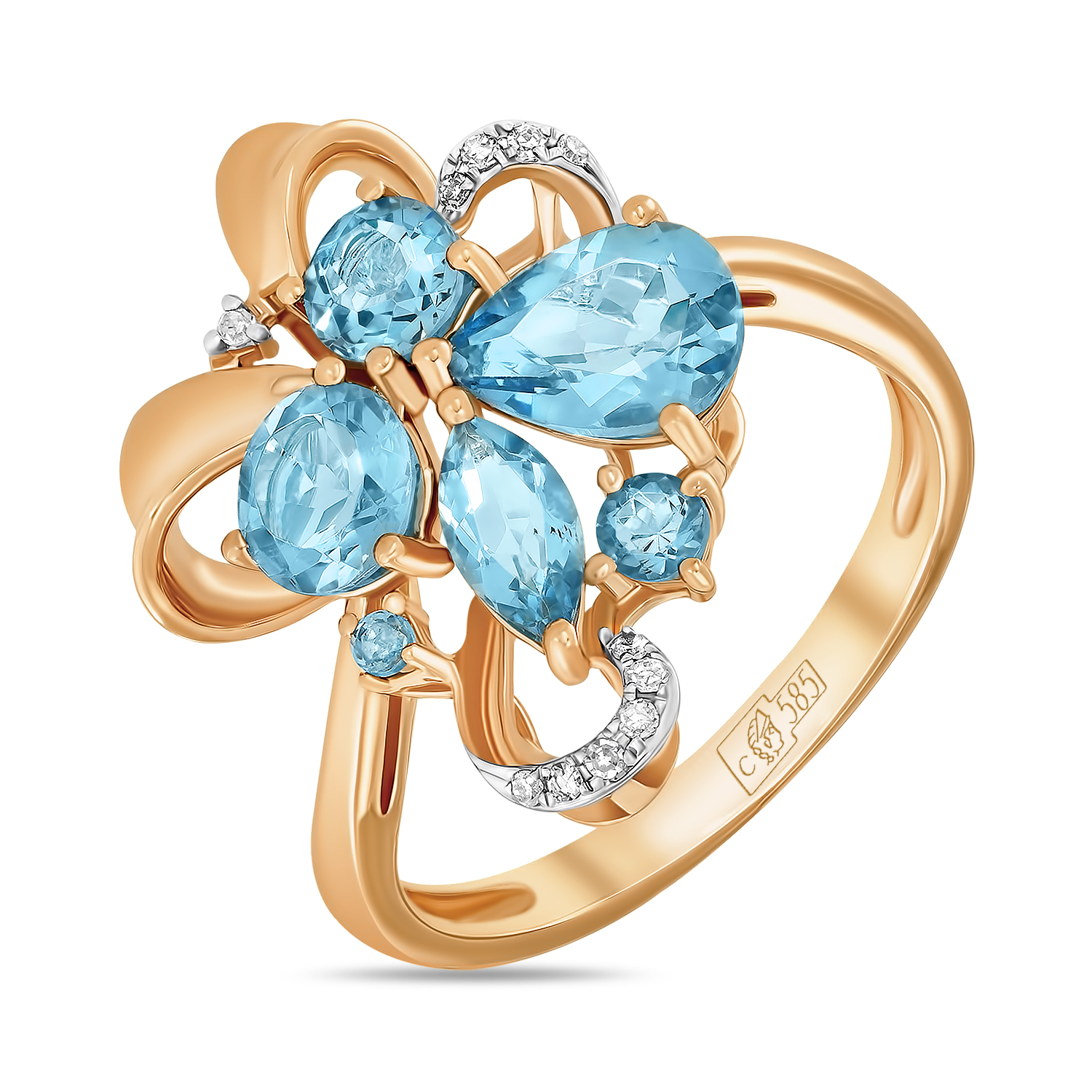 Кольца МЮЗ Золотое кольцо с топазом и бриллиантами кольца мюз золотое кольцо с топазом и бриллиантами
