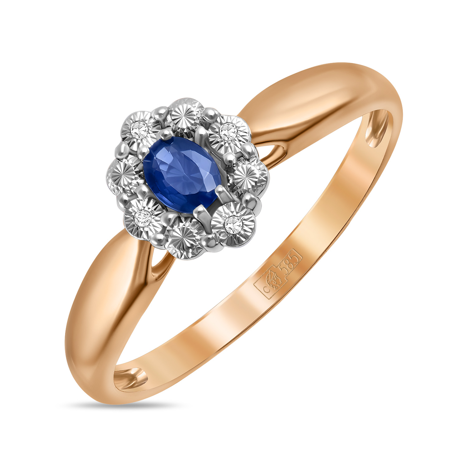 Кольца МЮЗ Золотое кольцо с бриллиантами и сапфиром 32094