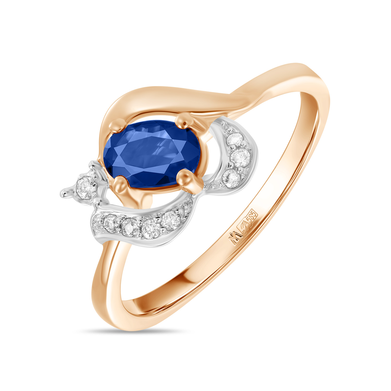 Кольца МЮЗ Золотое кольцо с бриллиантами и сапфиром 27795
