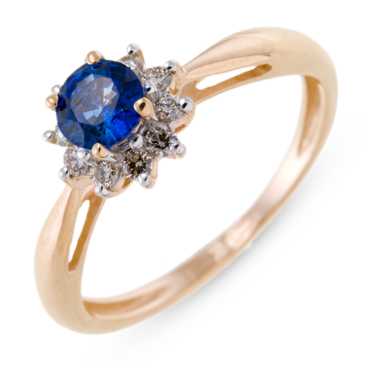 Кольца МЮЗ Золотое кольцо с бриллиантами и сапфиром 43960