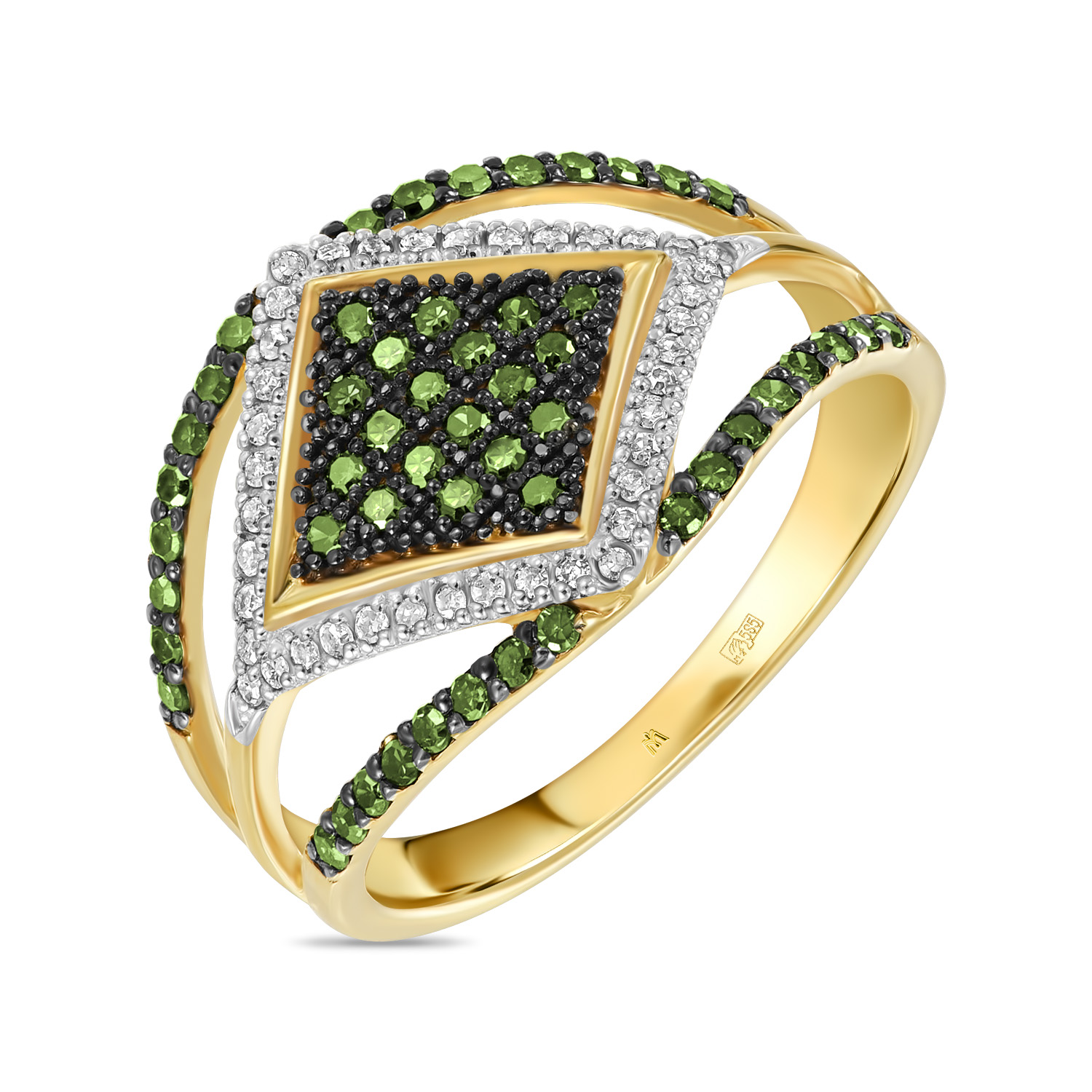 Кольца МЮЗ Золотое кольцо с бриллиантами и цветными бриллиантами кольца мюз золотое кольцо с бриллиантами и цветными бриллиантами