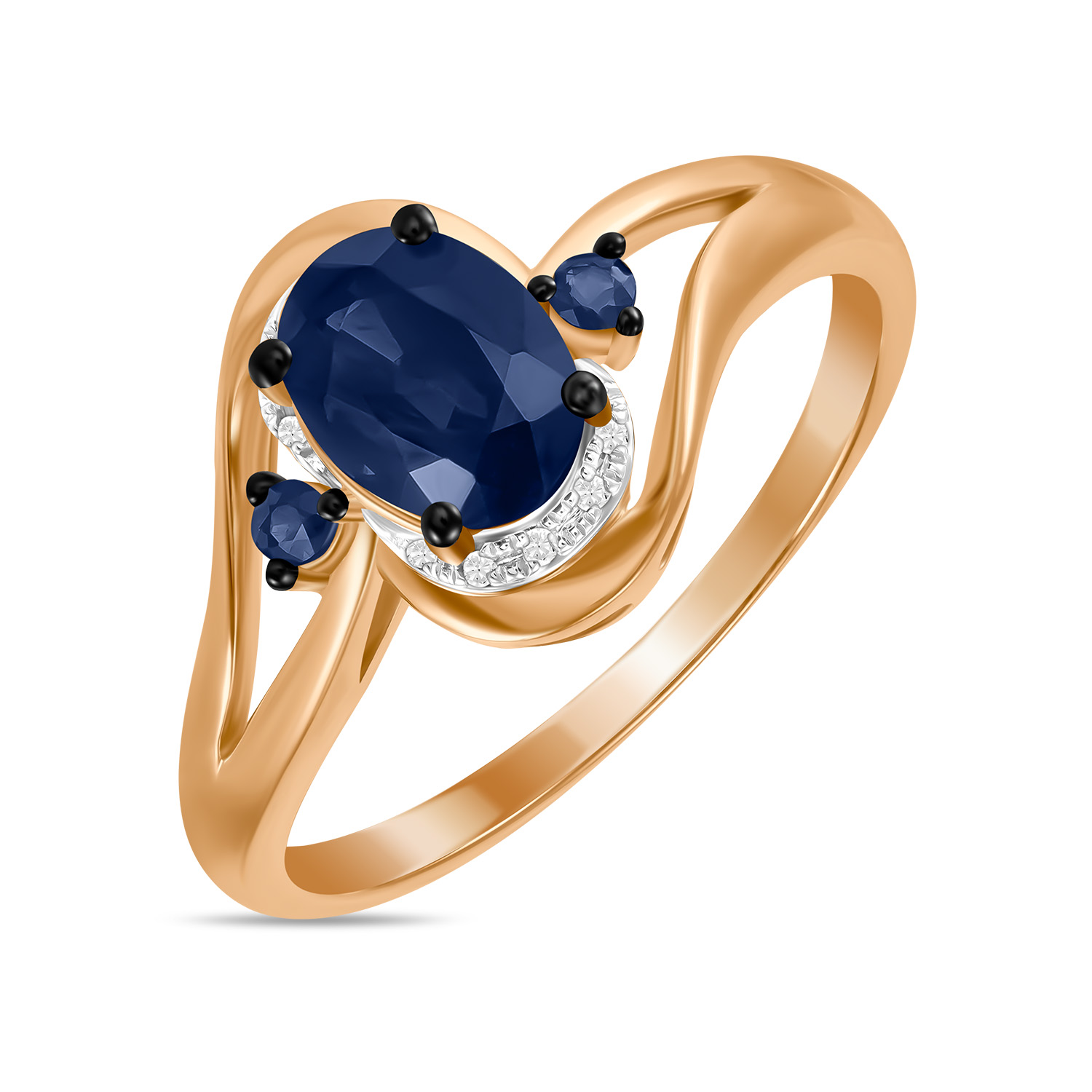 Кольца МЮЗ Золотое кольцо с бриллиантами и цветными сапфирами 42995