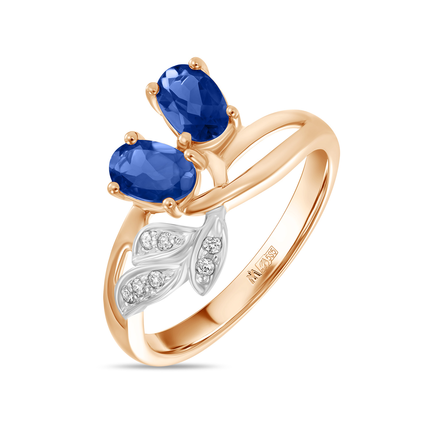 кольца мюз золотое кольцо с аметистами иолитом и рубинами Кольца МЮЗ Золотое кольцо с бриллиантами и иолитом