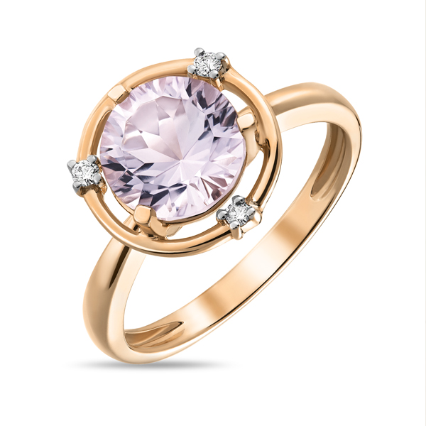 Кольца МЮЗ Золотое кольцо с аметистом и бриллиантами