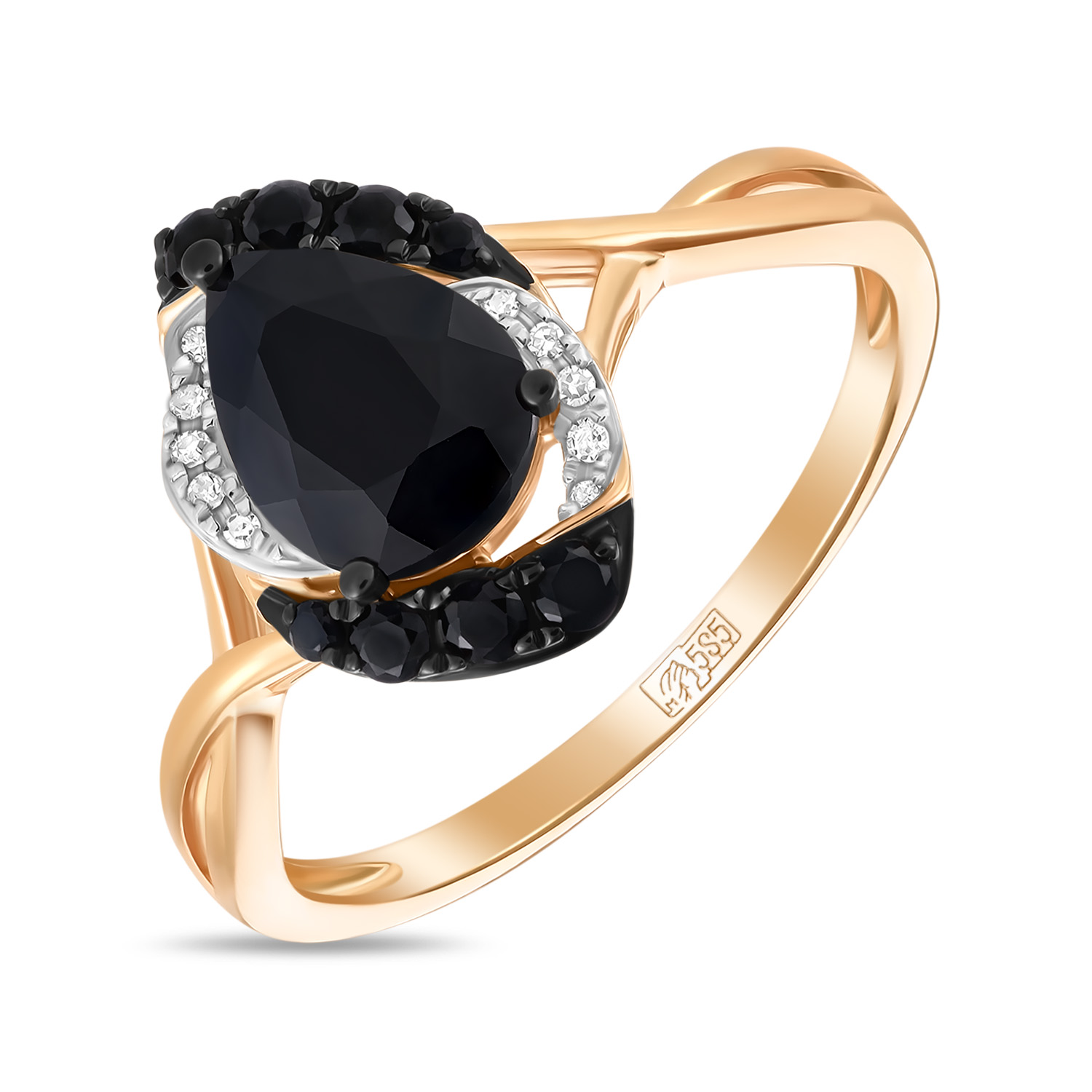 Кольца МЮЗ Золотое кольцо с бриллиантами и цветными сапфирами 41394