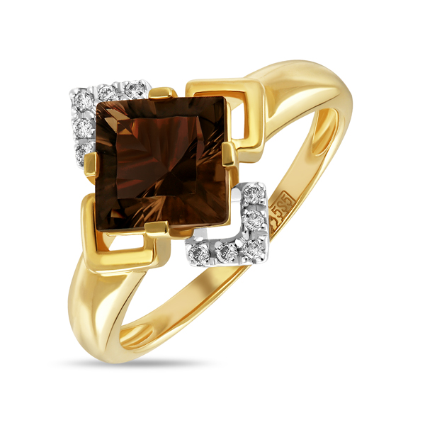 Кольца МЮЗ Золотое кольцо с бриллиантами и кварцем кольца мюз золотое кольцо с кварцем и фианитами