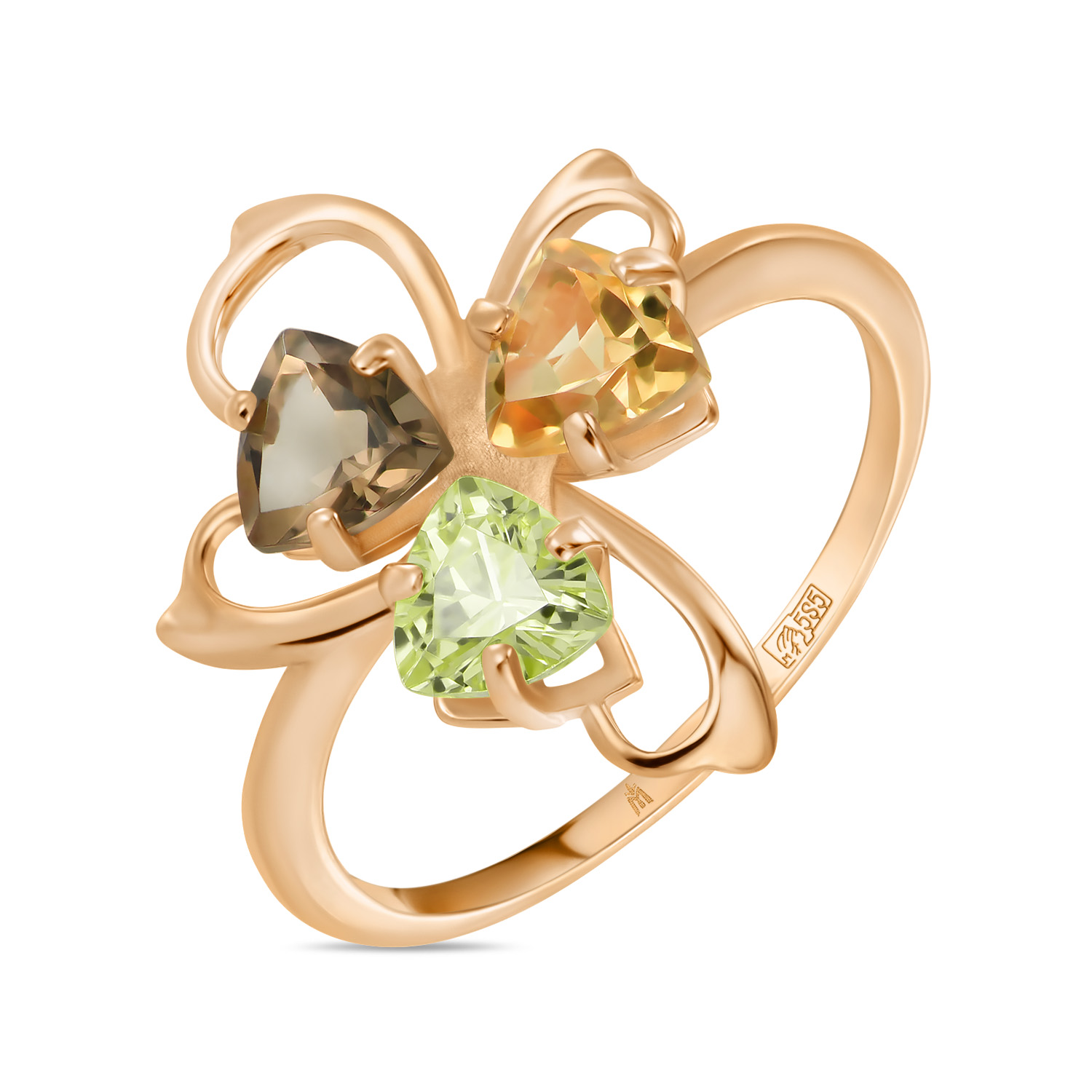 Кольца МЮЗ Золотое кольцо с аметистом, топазом и фианитом кольца мюз кольцо с аметистом топазом цитрином и перидотом