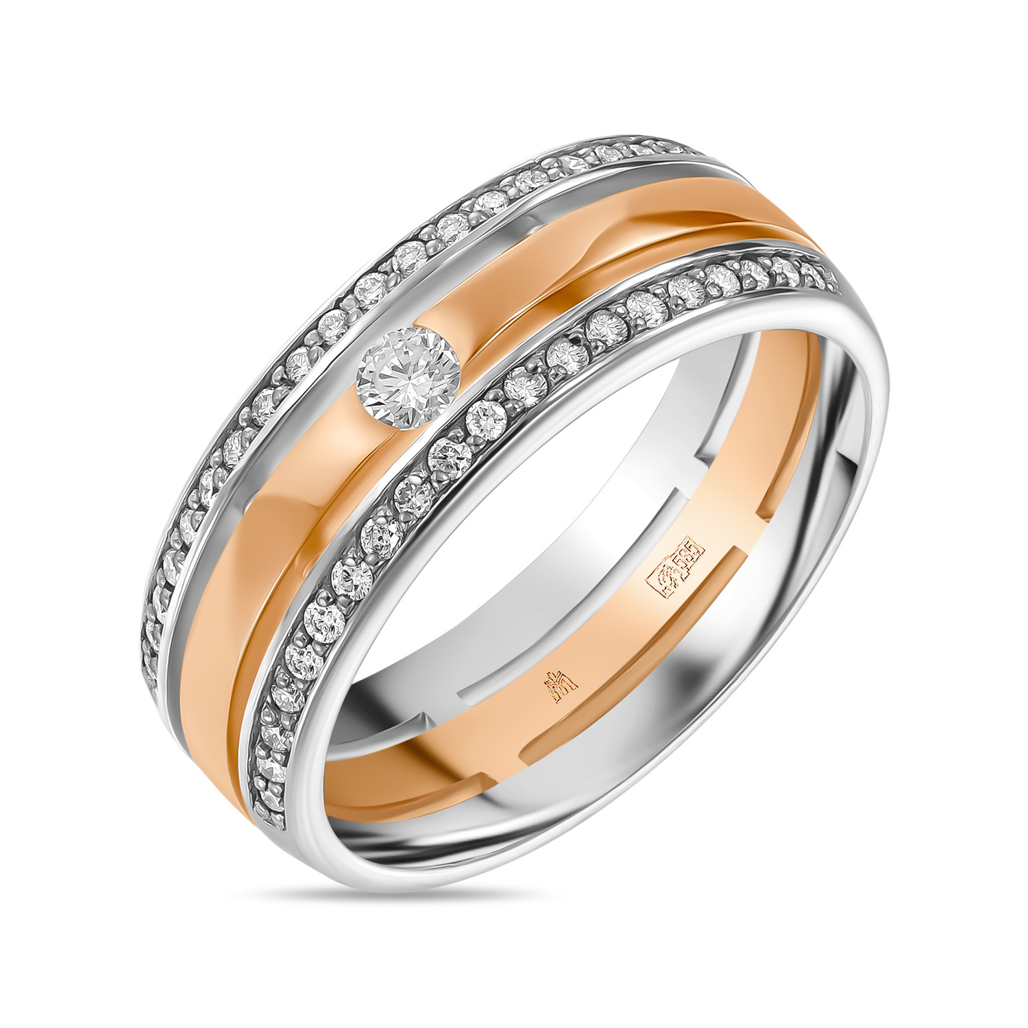 Кольца МЮЗ Золотое кольцо с бриллиантами кольца мюз золотое кольцо с бриллиантами и наноситалами