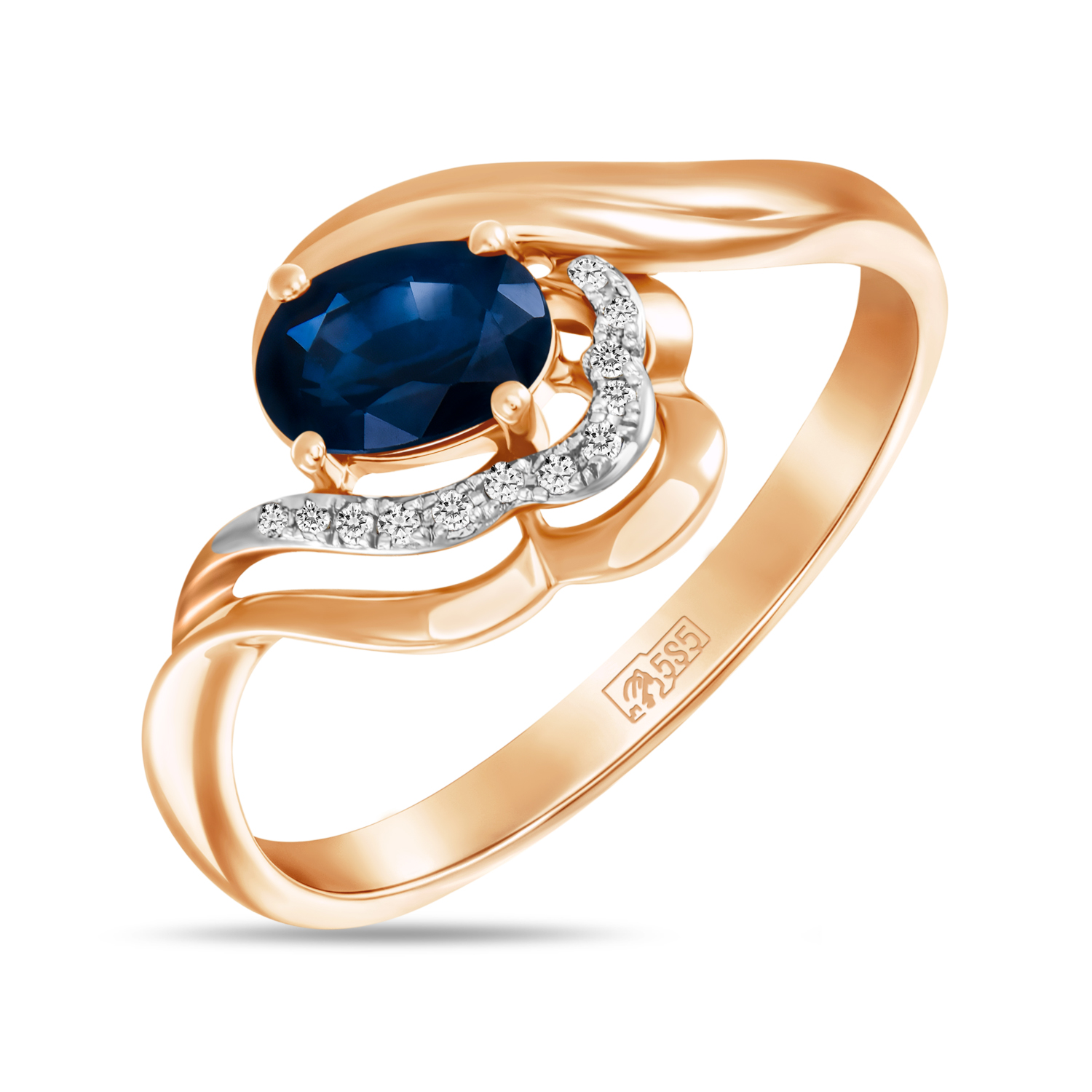 Кольца МЮЗ Золотое кольцо с бриллиантами и сапфиром miuz ru золотое кольцо c бриллиантами и сапфиром