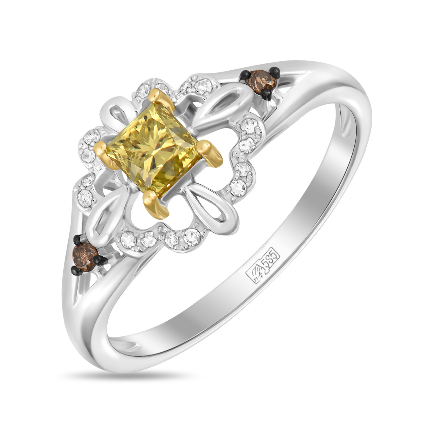Кольца МЮЗ Золотое кольцо с бриллиантами и цветными бриллиантами кольца мюз золотое кольцо с топазом бриллиантами и цветными бриллиантами
