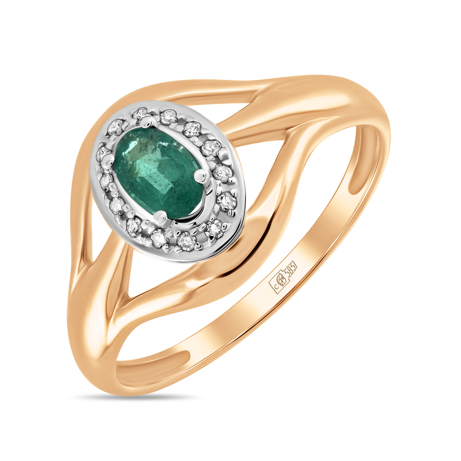 Кольца МЮЗ Золотое кольцо с бриллиантами и изумрудом 23996