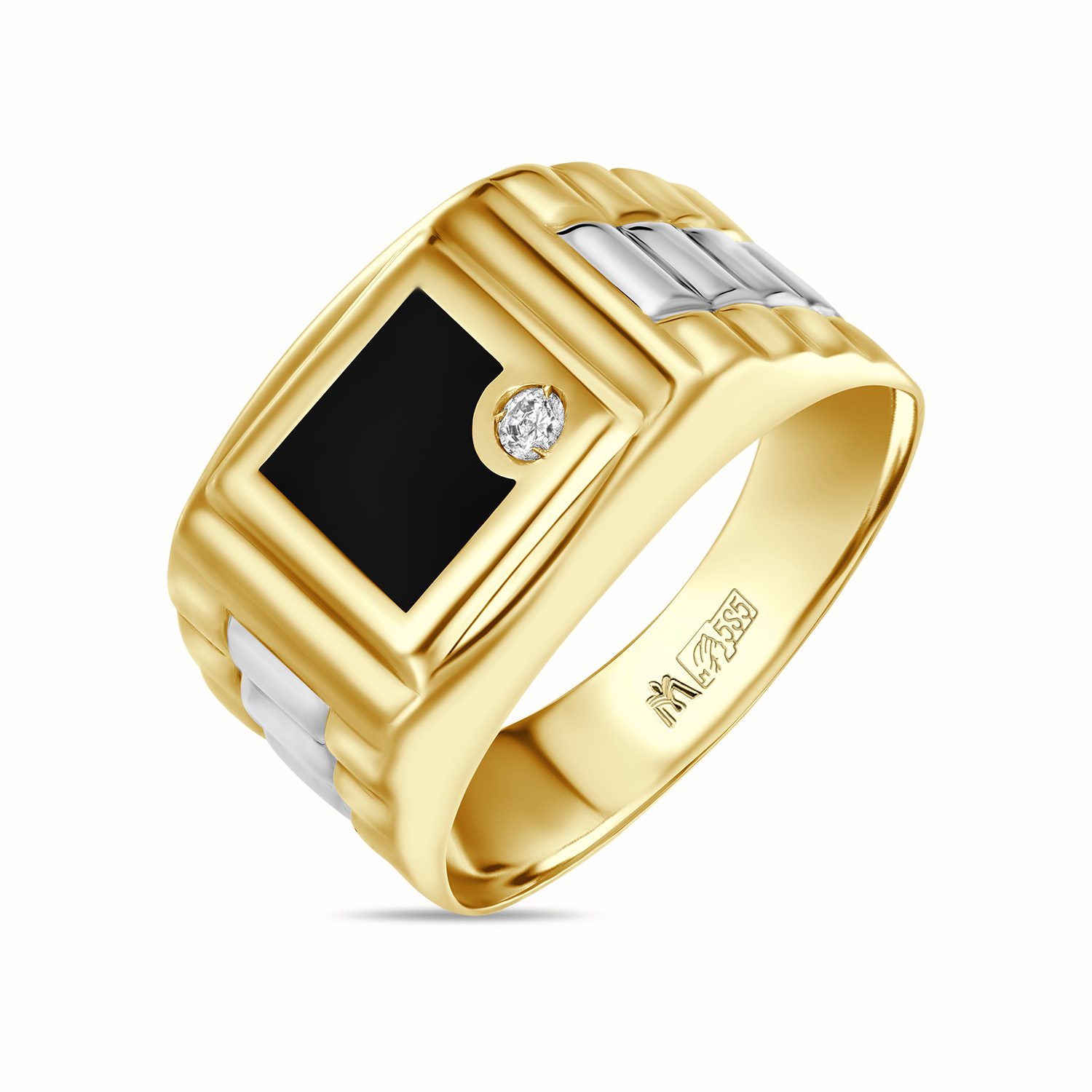 Кольца МЮЗ Золотое кольцо с эмалью и фианитом