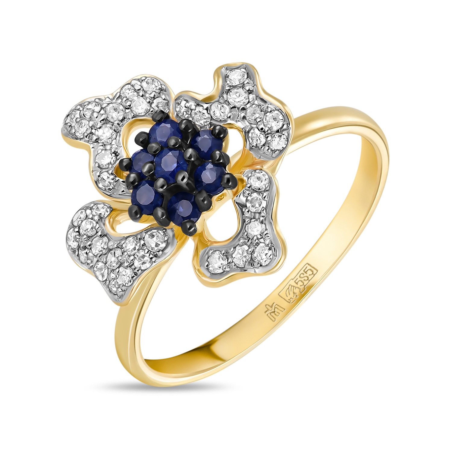 Кольца МЮЗ Золотое кольцо с бриллиантами и сапфирами кольца мюз золотое кольцо с аметистами бриллиантами и сапфирами