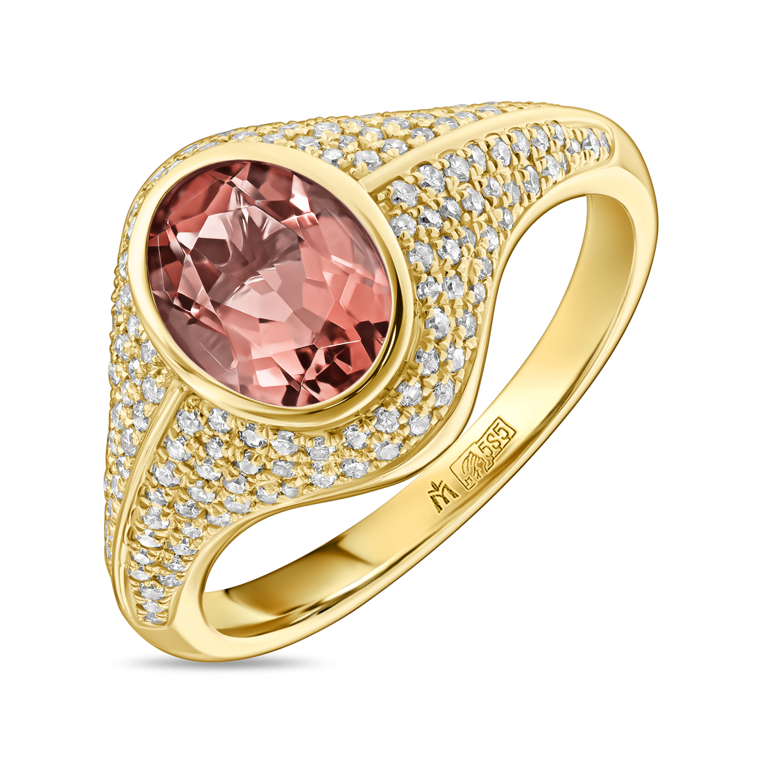 Кольца МЮЗ Кольцо с бриллиантами и турмалином золотое кольцо с бриллиантами турмалином