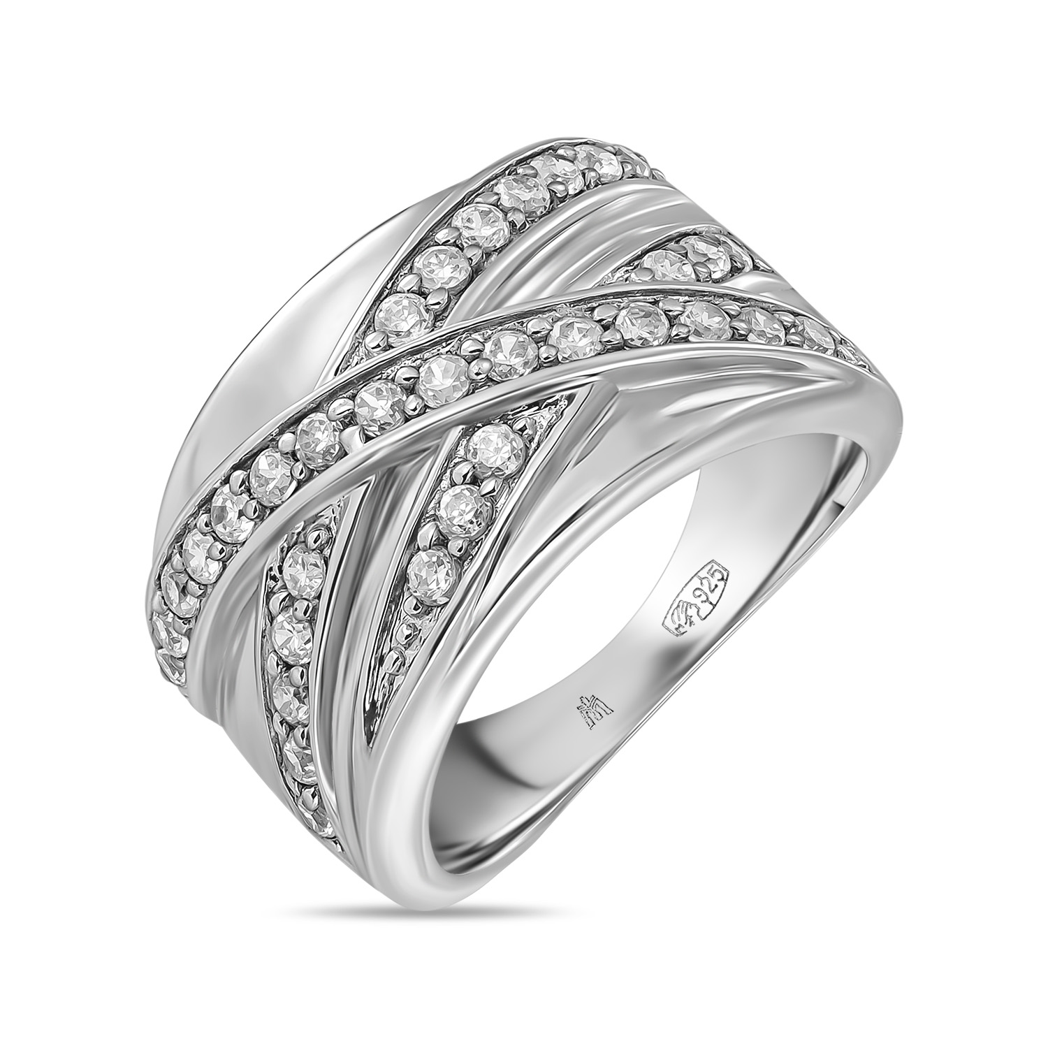 Кольца МЮЗ Серебряное кольцо с фианитами кольца джей ви серебряное кольцо