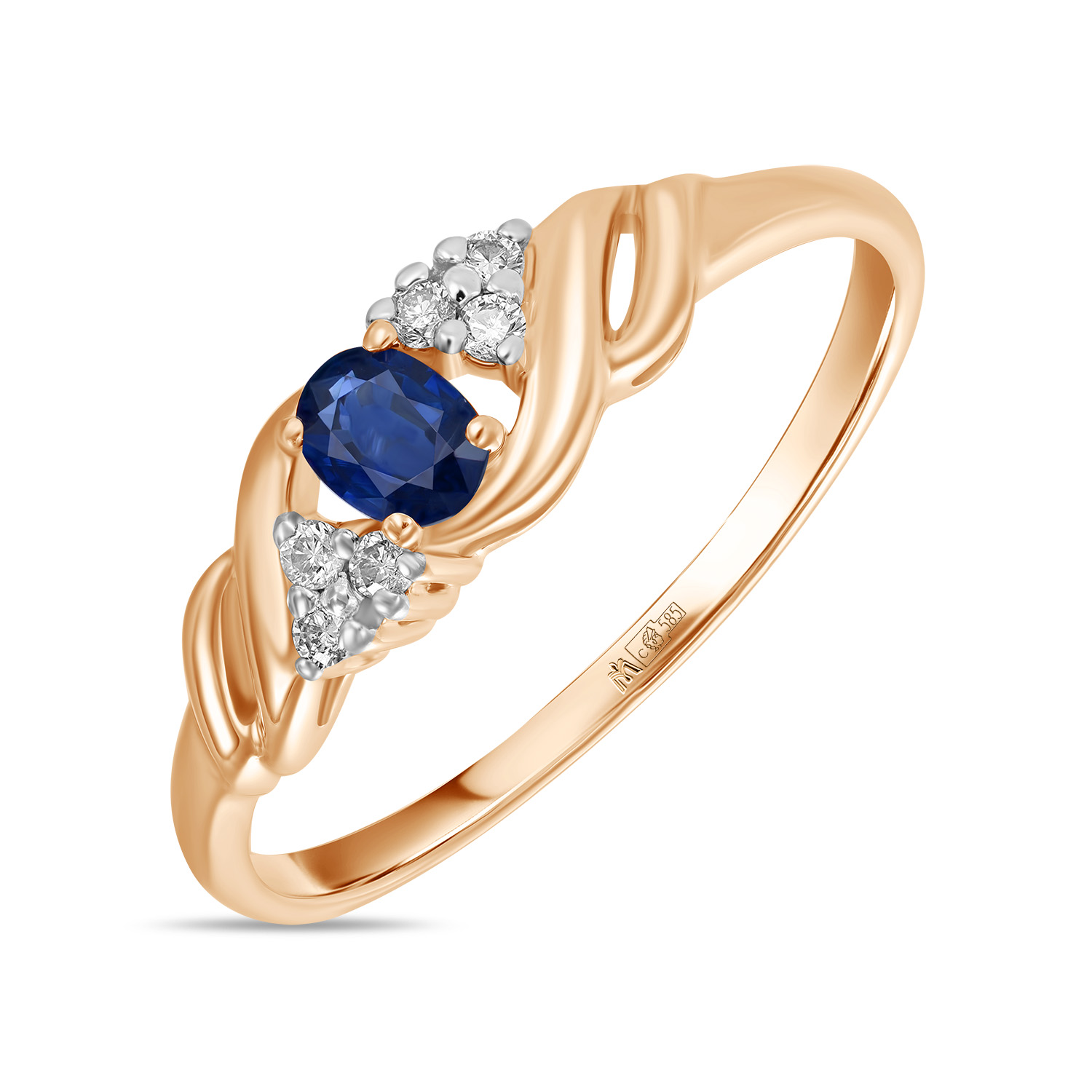 Кольца МЮЗ Золотое кольцо с бриллиантами и сапфиром кольца джей ви золотое кольцо с цитрином бриллиантами сапфиром турмалином