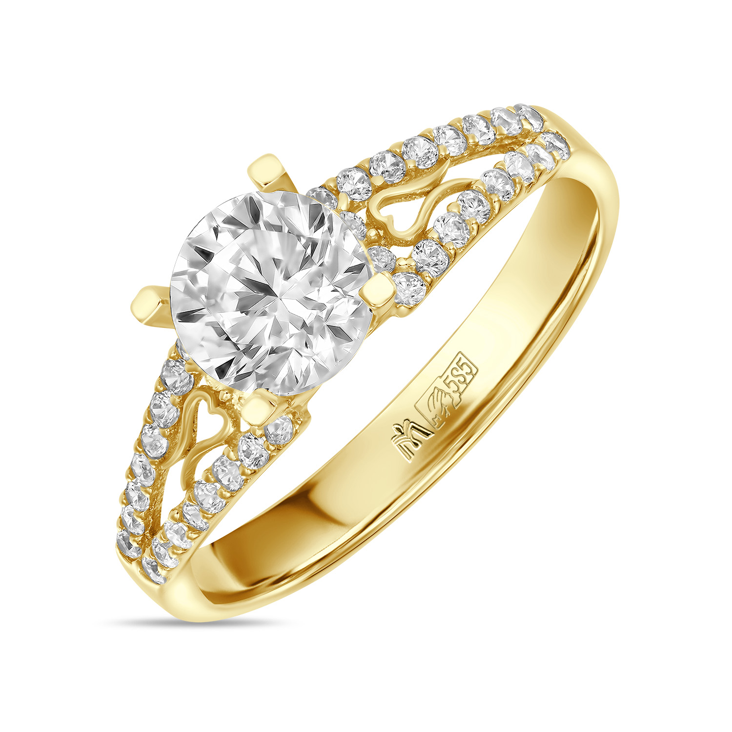 Кольца МЮЗ Золотое кольцо с фианитами 23312