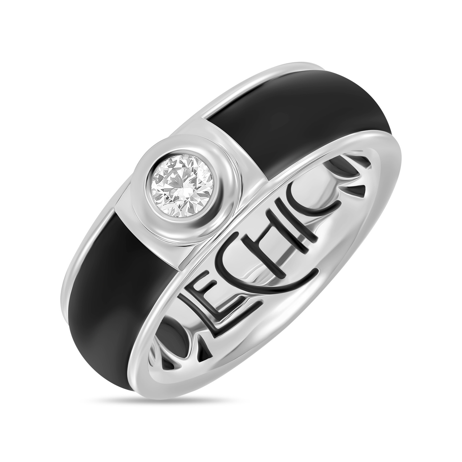 Кольца МЮЗ Кольцо с каучуком и бриллиантом кольца мюз кольцо с каучуком и бриллиантом