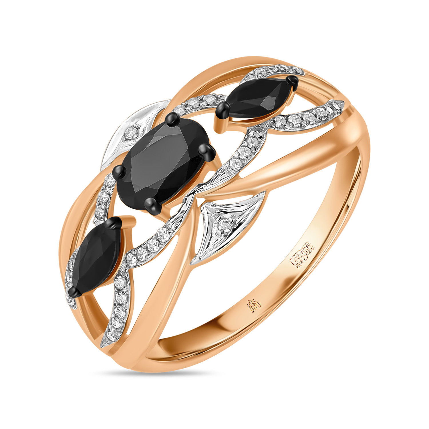 Кольца МЮЗ Золотое кольцо с бриллиантами и цветными сапфирами 29195