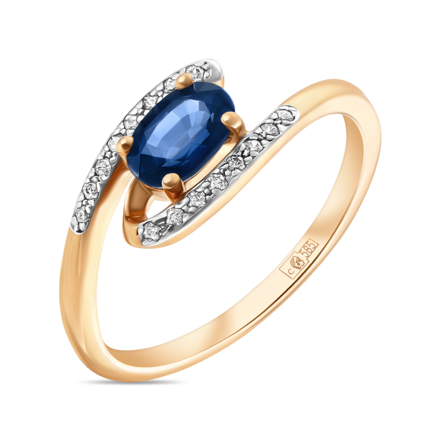 Кольца МЮЗ Золотое кольцо с сапфиром и фианитами кольца miuz diamonds r01 sol59 025 g3 w