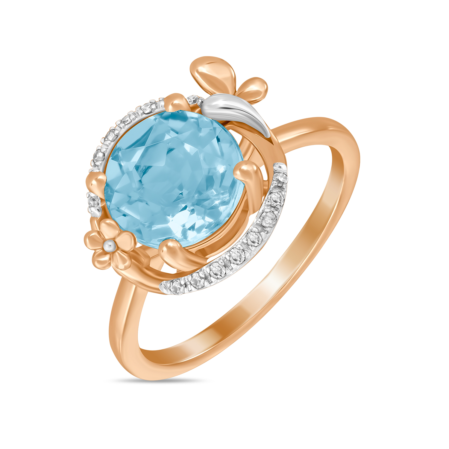 Кольца МЮЗ Золотое кольцо с топазом и бриллиантами кольца мюз золотое кольцо с топазом бриллиантами и иолитом