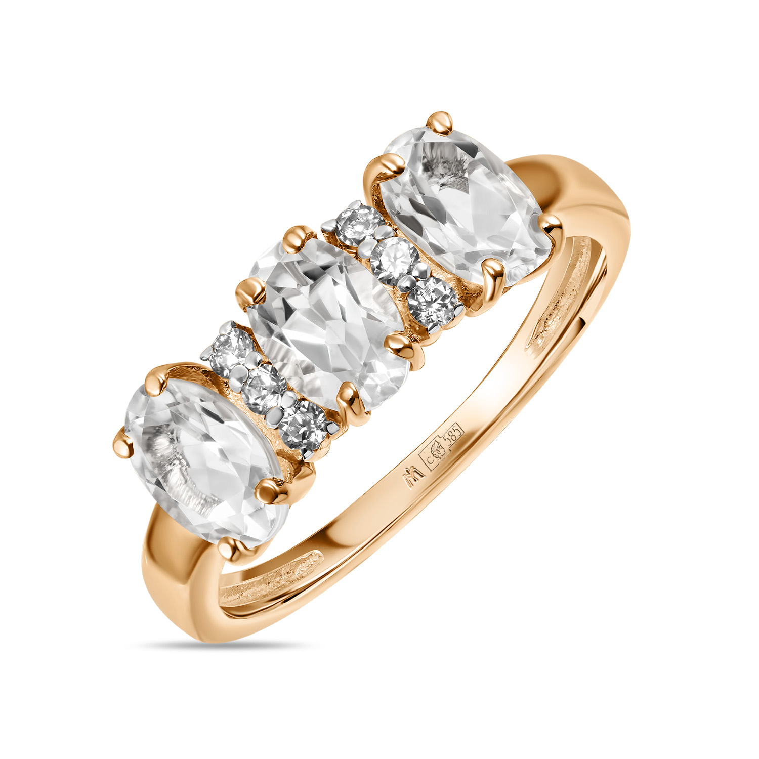 Кольца МЮЗ Золотое кольцо с топазом и фианитами кольца мюз золотое кольцо с топазом и фианитами