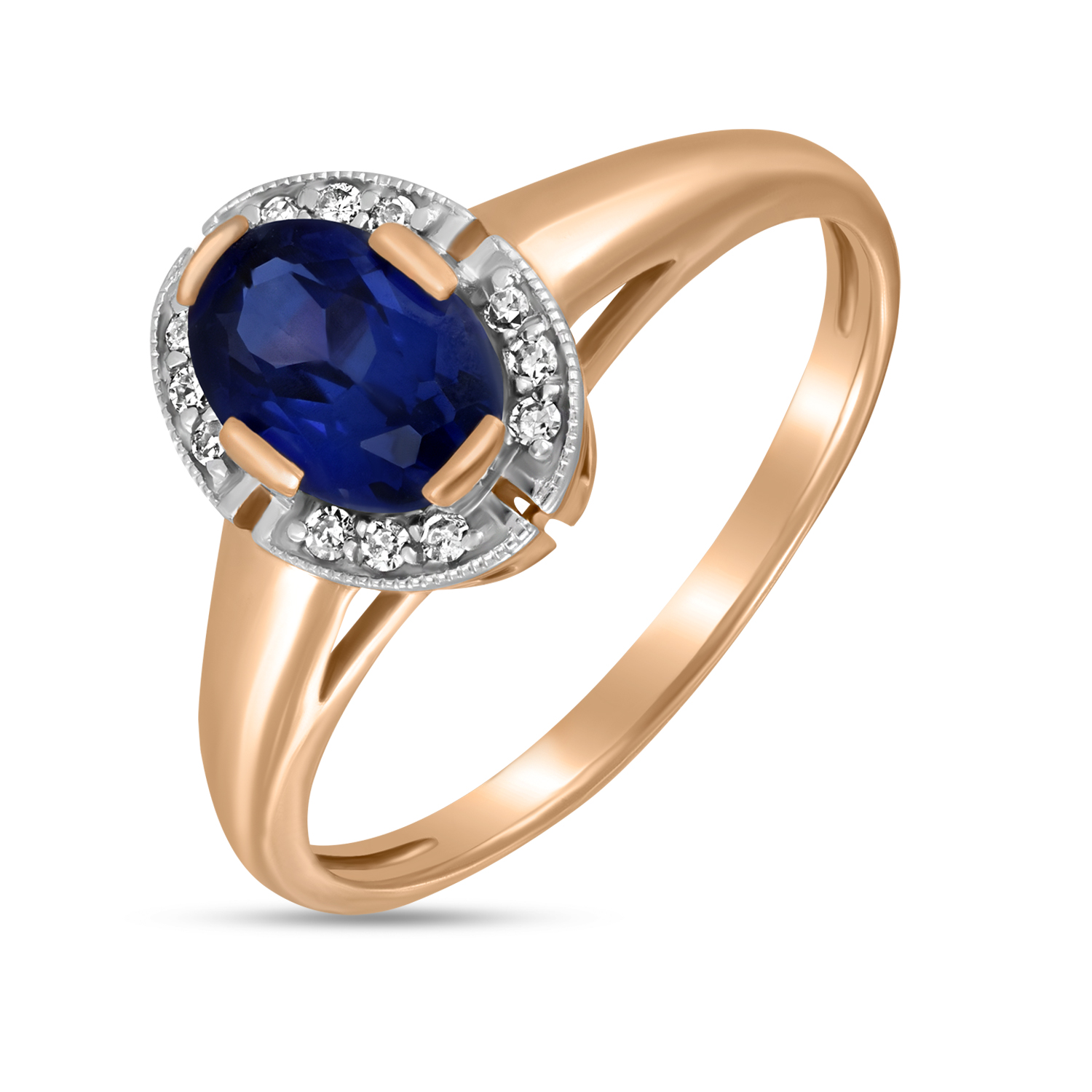 Кольца МЮЗ Золотое кольцо с бриллиантами и выращенным сапфиром кольца мюз золотое кольцо с бриллиантами и выращенным сапфиром
