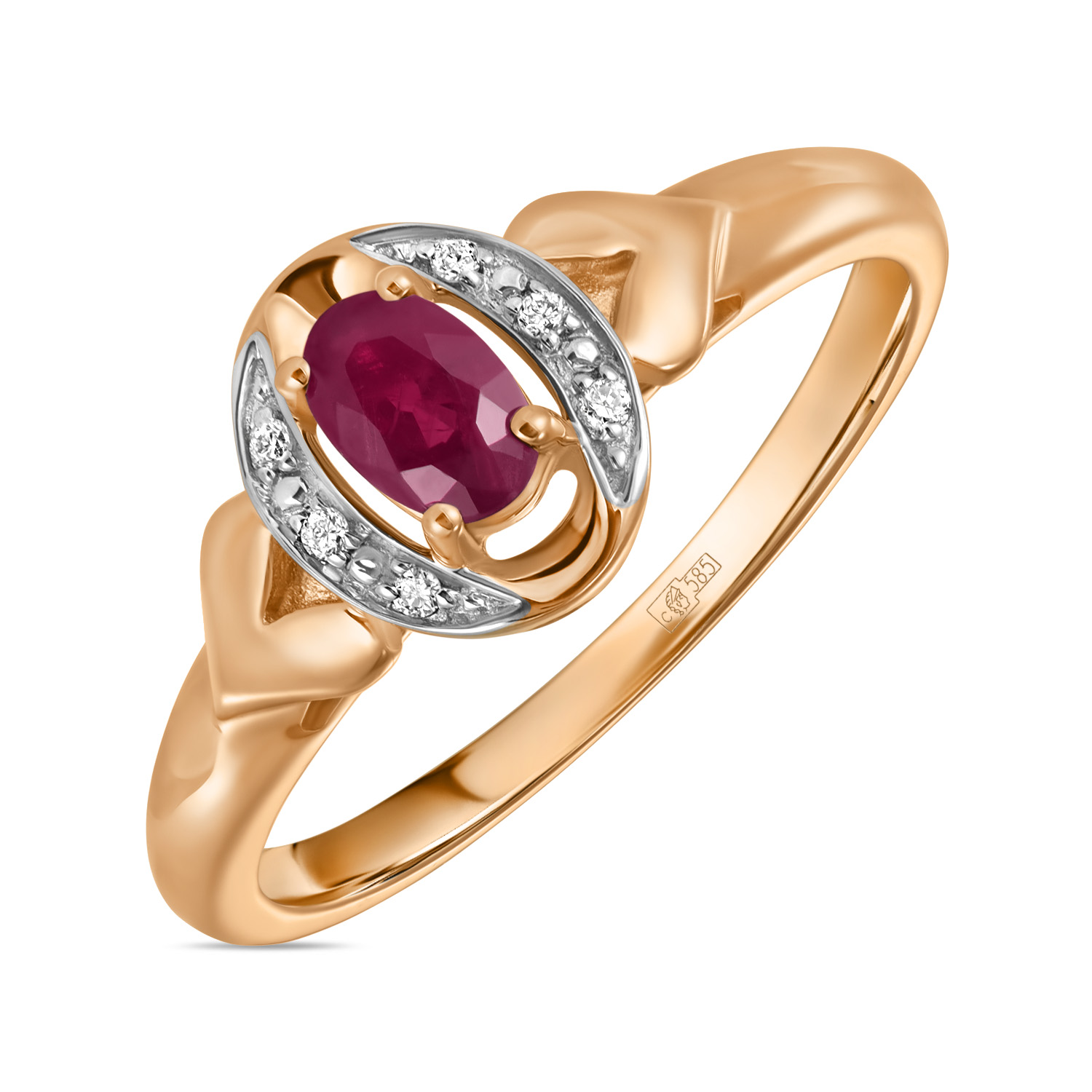 Кольца МЮЗ Золотое кольцо с бриллиантами и рубином 25560
