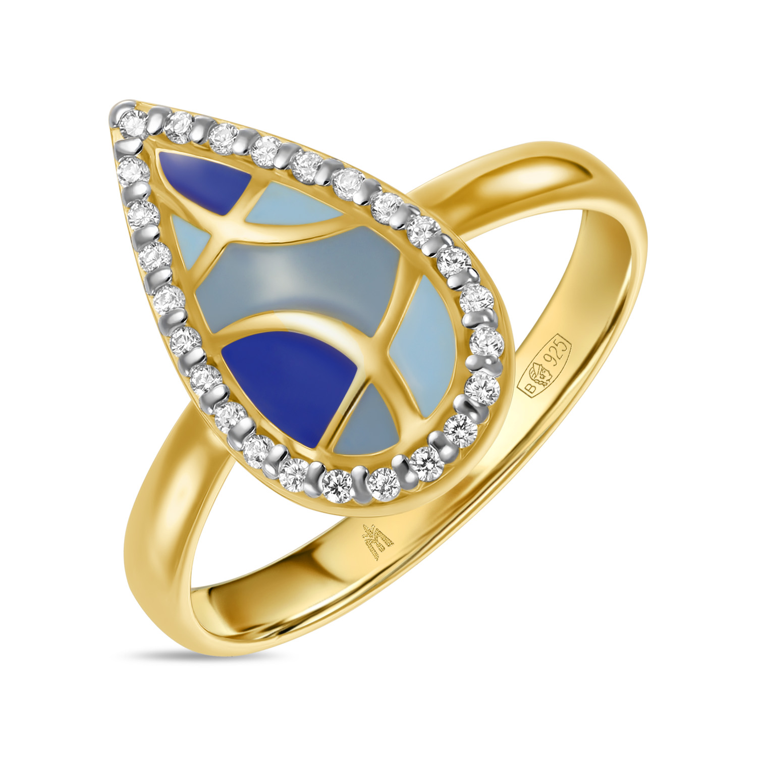 Кольца МЮЗ Кольцо с эмалью и фианитами кольца мюз серебряное кольцо с эмалью и фианитами