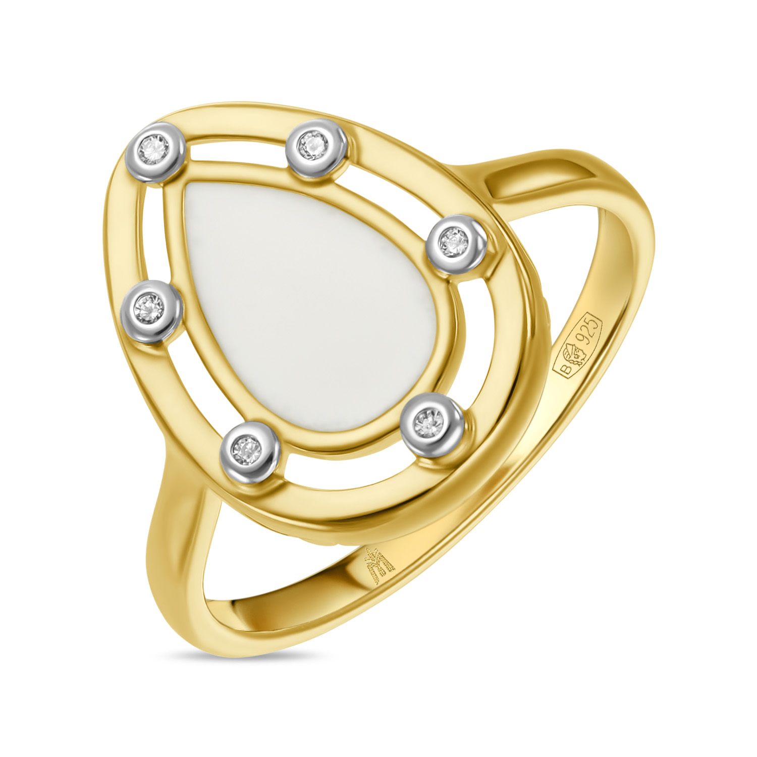 Кольца МЮЗ Кольцо с эмалью и фианитами кольца мюз кольцо с эмалью и фианитами