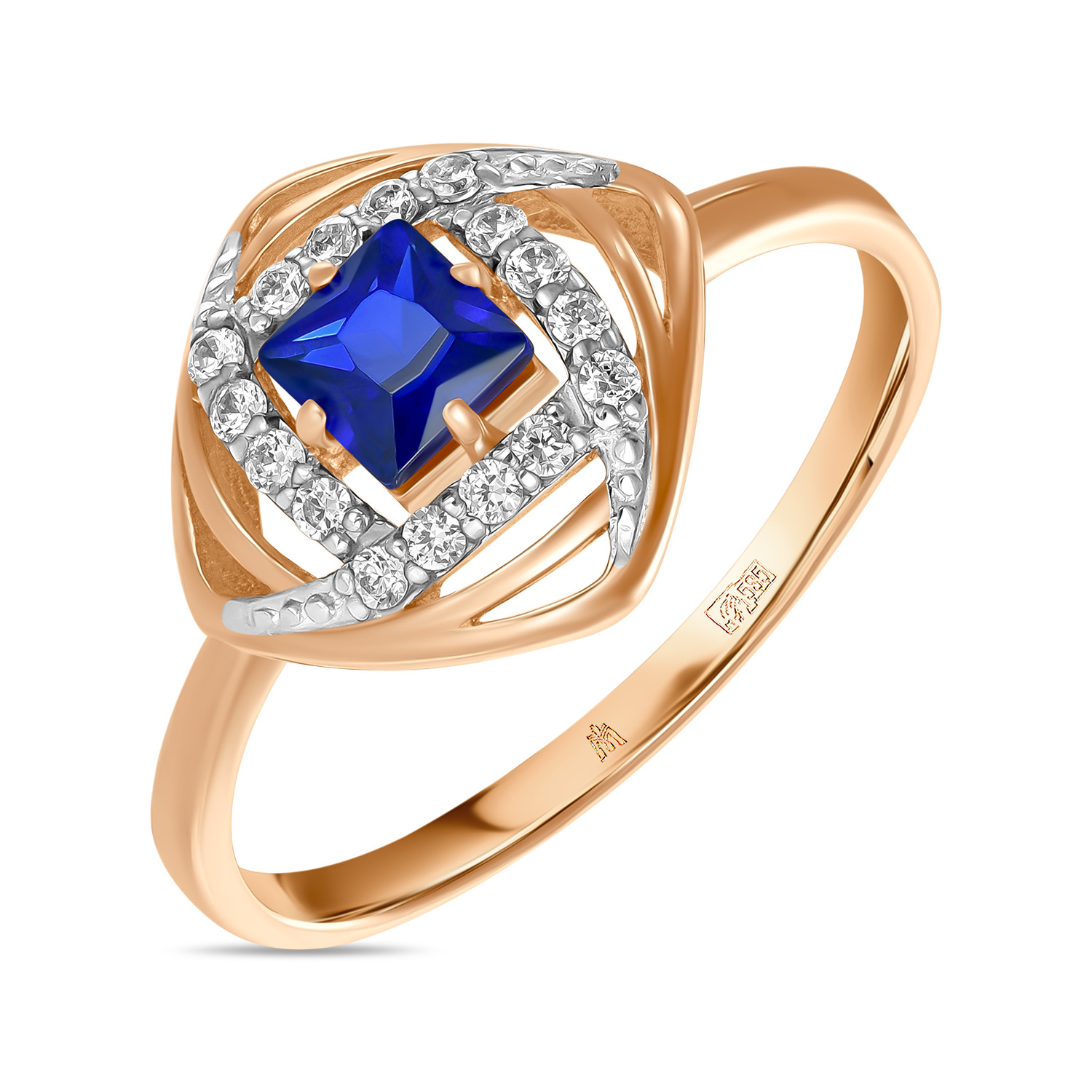 Кольца МЮЗ Золотое кольцо с синтетической шпинелью и фианитами кольца мюз золотое кольцо с синтетической шпинелью и фианитами