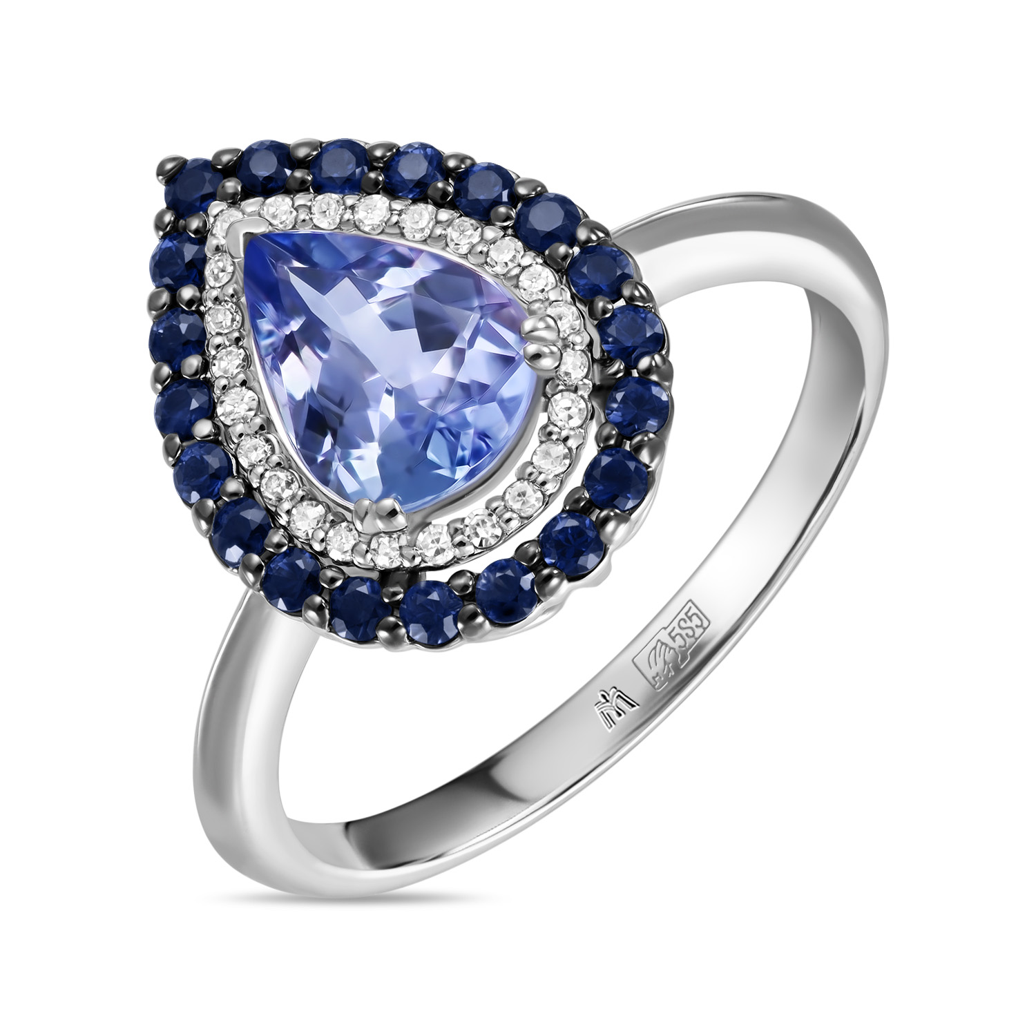 Кольца МЮЗ Кольцо с бриллиантами, сапфирами и танзанитом кольца miuz diamonds r2018 rr01049adi r17