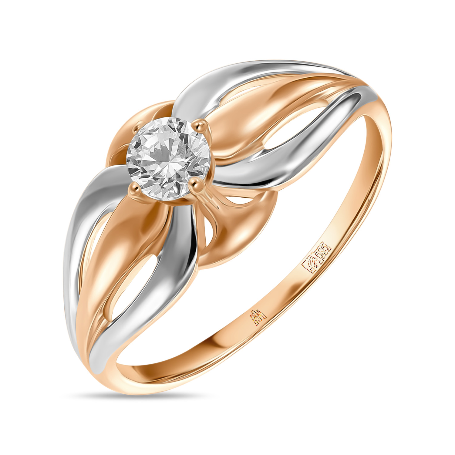 Кольца МЮЗ Золотое кольцо с фианитом кольца мюз золотое кольцо с эмалью и фианитом