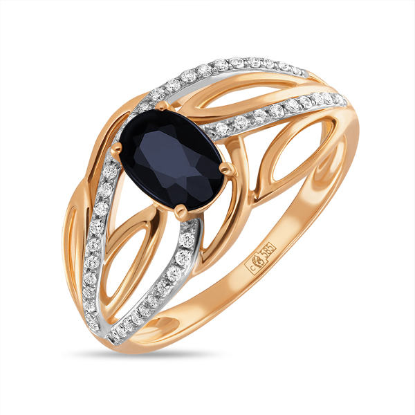 кольца эстет золотое кольцо с бриллиантами лазуритом сапфиром Кольца МЮЗ Золотое кольцо с бриллиантами и сапфиром