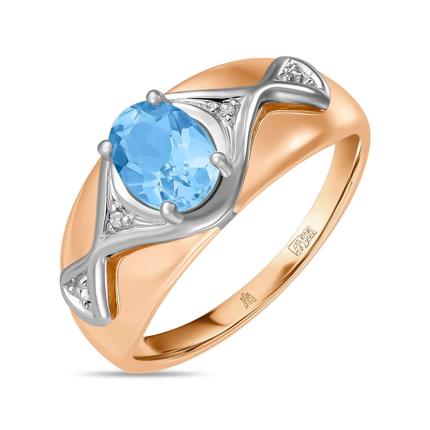 Кольца МЮЗ Золотое кольцо с топазом и бриллиантами 28595