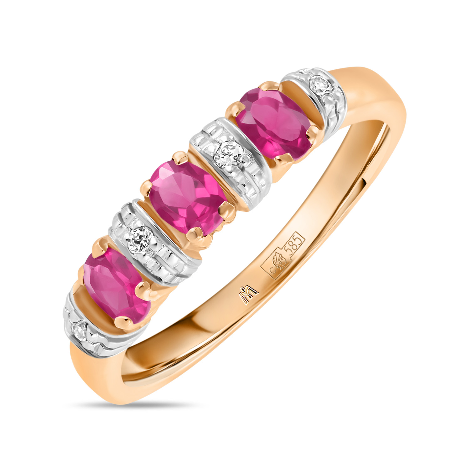 Кольца МЮЗ Золотое кольцо с синтетическим рубином и фианитами кольца мюз золотое кольцо с синтетическим рубином и фианитами