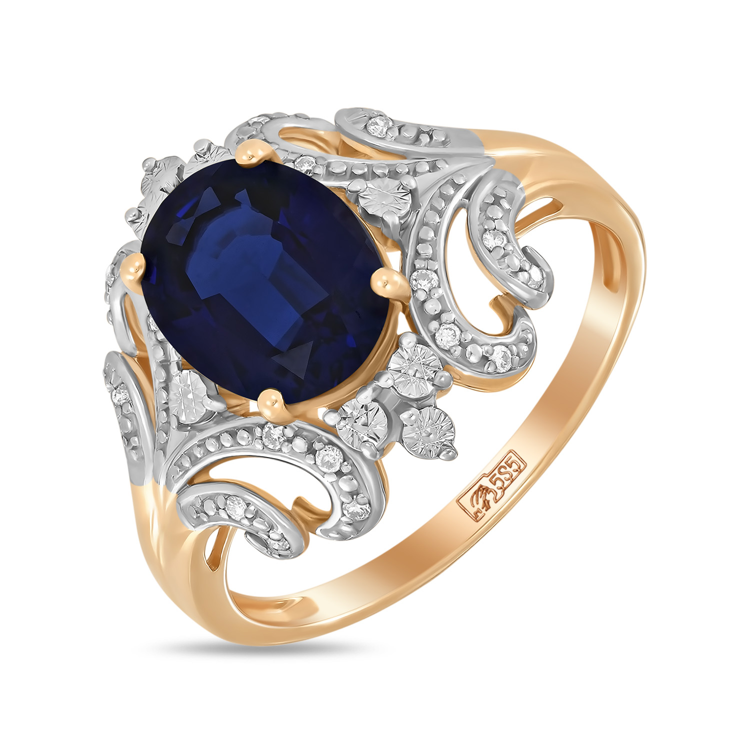 Кольца МЮЗ Золотое кольцо с бриллиантами и нано сапфиром кольца мюз золотое кольцо с топазом и нано сапфиром