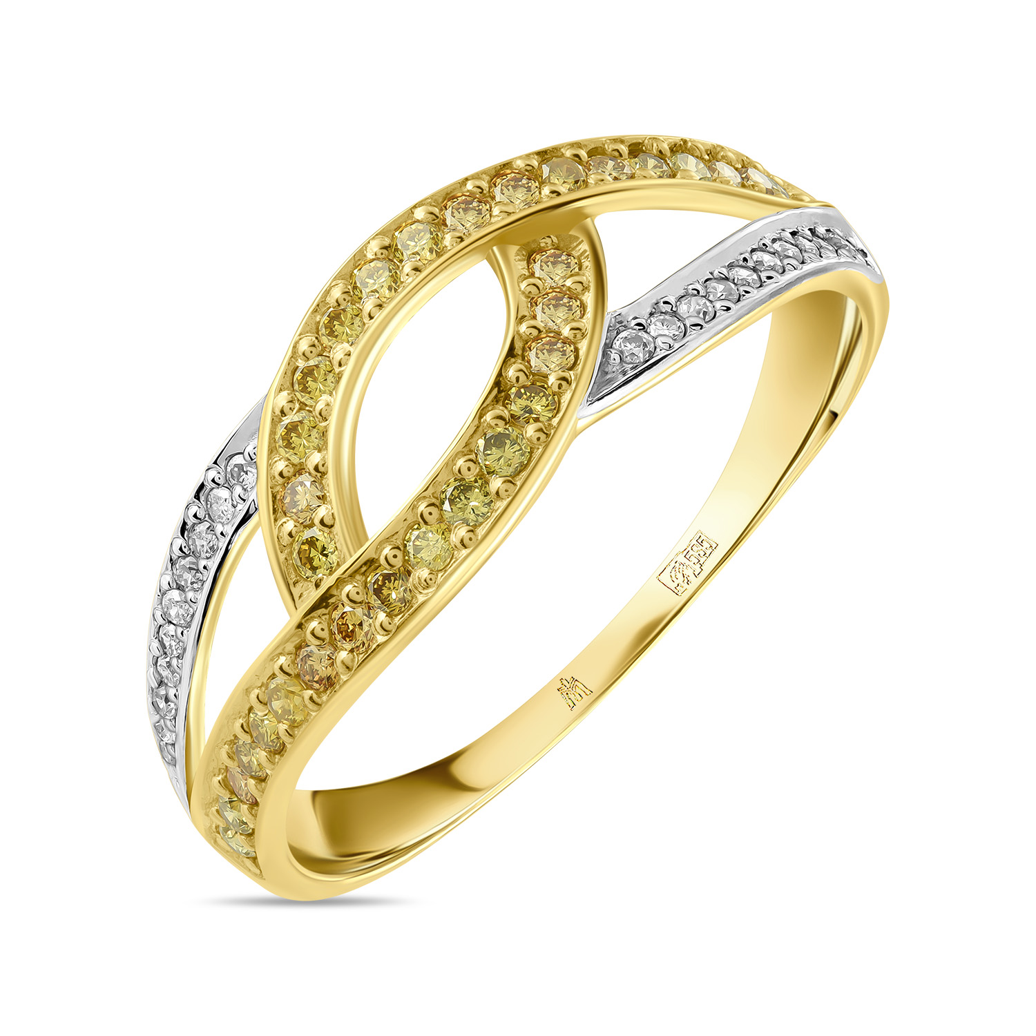 Кольца МЮЗ Золотое кольцо с бриллиантами и цветными бриллиантами 35196