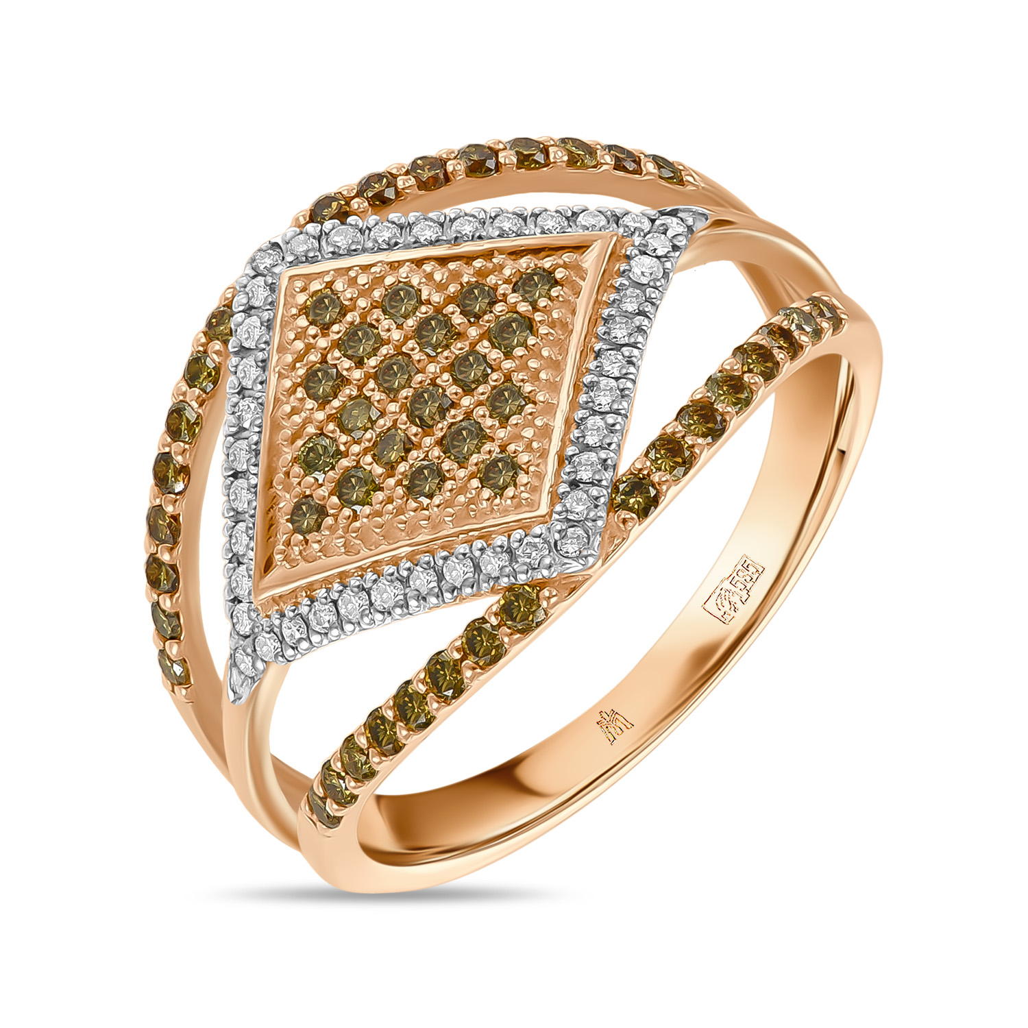 Кольца МЮЗ Золотое кольцо с бриллиантами и цветными бриллиантами кольца мюз золотое кольцо с бриллиантами и цветными бриллиантами