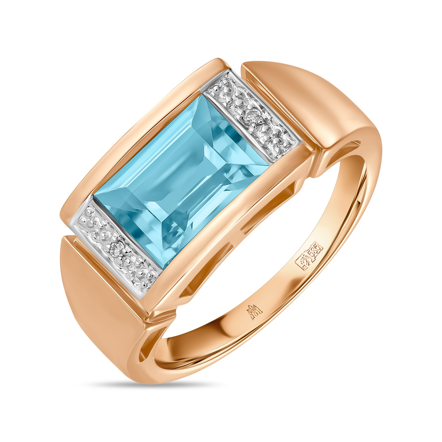 Кольца МЮЗ Золотое кольцо с топазом и бриллиантами