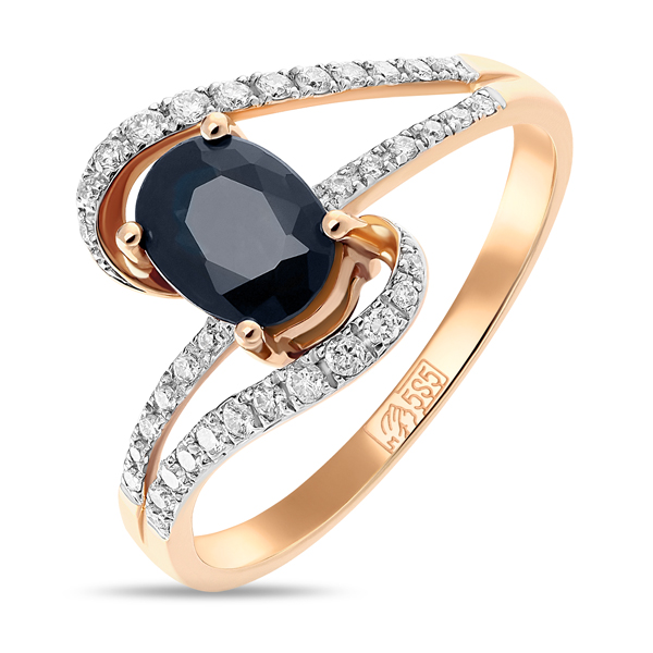 Кольца МЮЗ Золотое кольцо с бриллиантами и сапфиром 51395